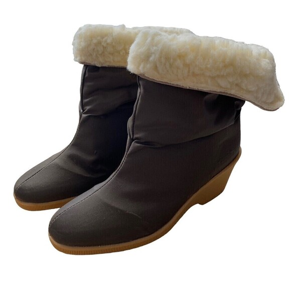 Vtg Sears Women's Boots Size 6 Brown Nylon Sherpa Lined Boots NOS - Picture 1 of 8